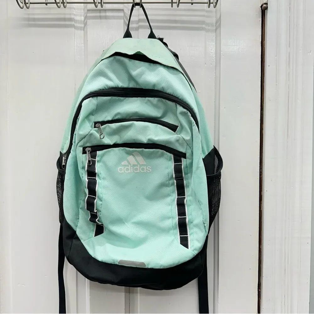 Adidas Excel V turquoise backpack all zippers function great waterbottle pockets